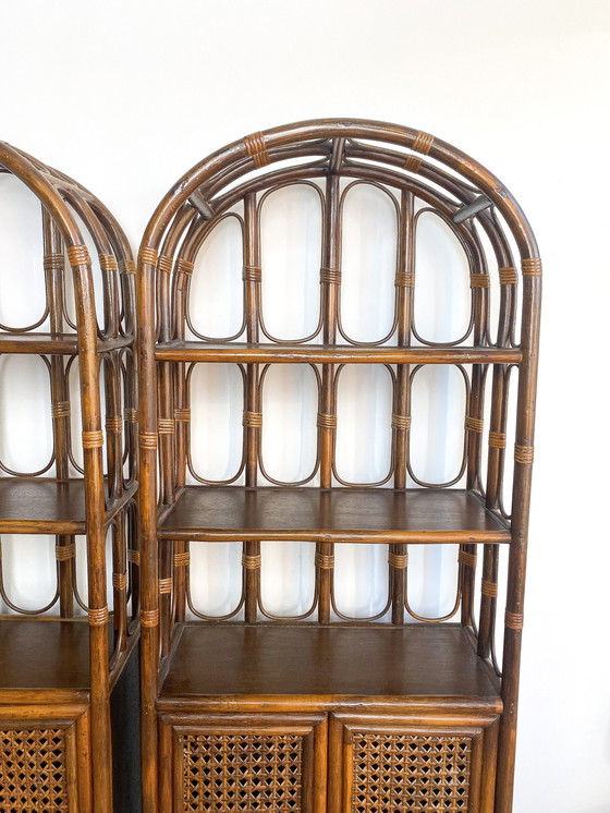 Image 1 of 2X Rattan Bow Cabinet