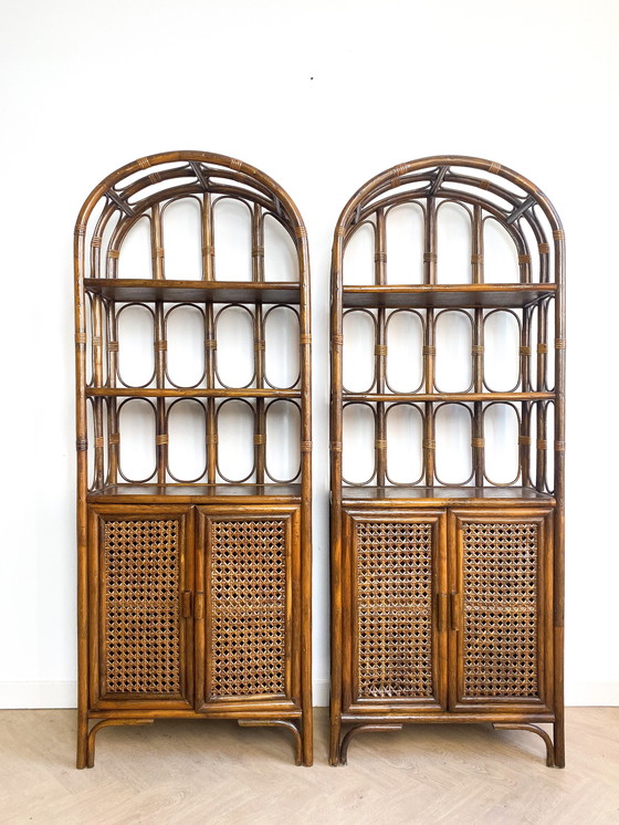 Image 1 of 2X Rattan Bow Cabinet