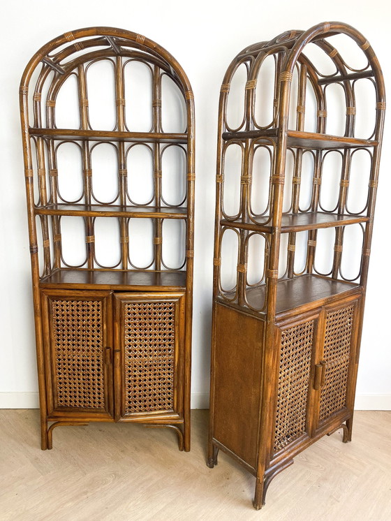 Image 1 of 2X Rattan Bow Cabinet