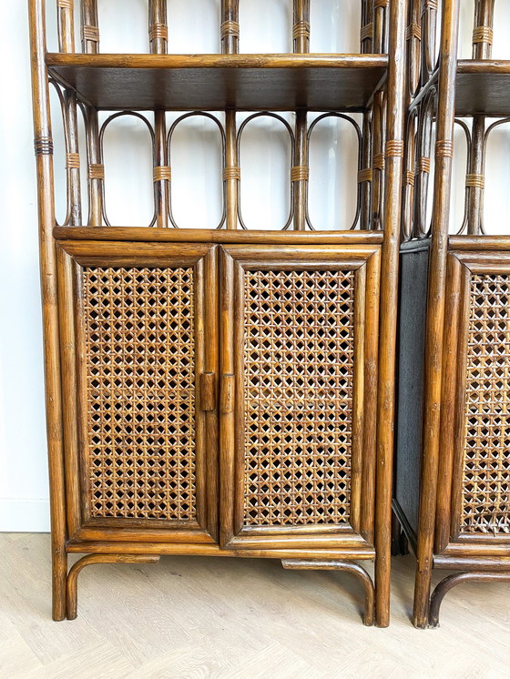 Image 1 of 2X Rattan Bow Cabinet