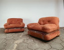 2x Italian design armchairs in steel frame