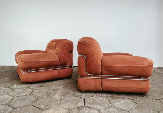 Image 1 of 2x Italian design armchairs in steel frame