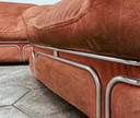 2x Italian design armchairs in steel frame