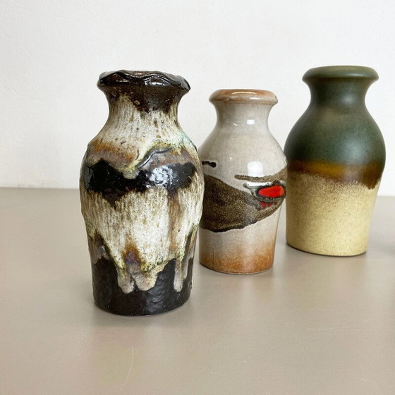 Image 1 of Set of 5 vintage pottery fat lava vases by Scheurich, Germany 1970s