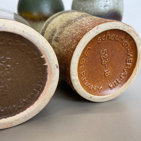 Image 1 of Set of 5 vintage pottery fat lava vases by Scheurich, Germany 1970s