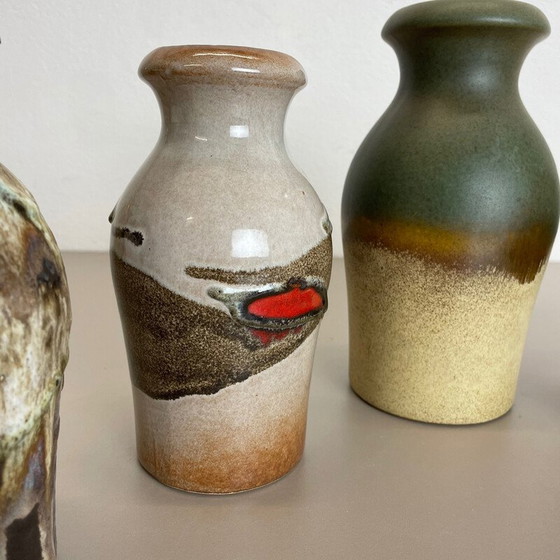 Image 1 of Set of 5 vintage pottery fat lava vases by Scheurich, Germany 1970s