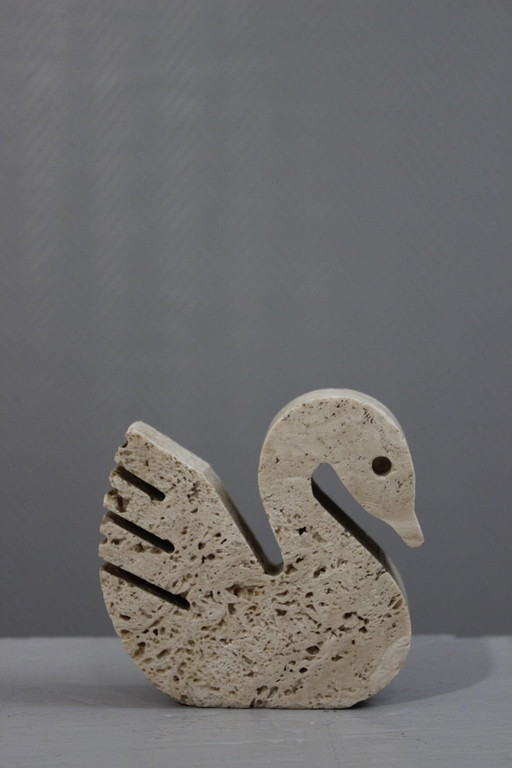Sculpture Vintage Travertine Swan Design Fratelli Mannelli Italy 1970S