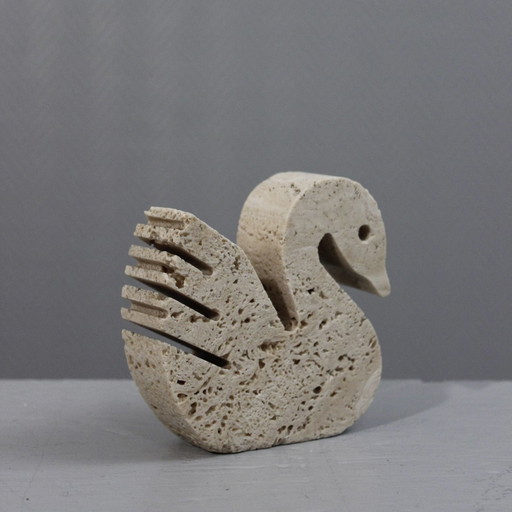 Sculpture Vintage Travertine Swan Design Fratelli Mannelli Italy 1970S