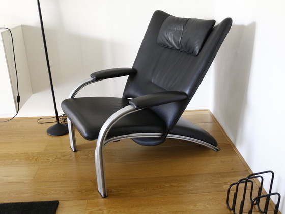 Image 1 of Wk Wohnen Spot 698 Leather Armchair Black With Relaxation Function