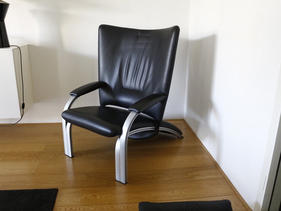 Image 1 of Wk Wohnen Spot 698 Leather Armchair Black With Relaxation Function