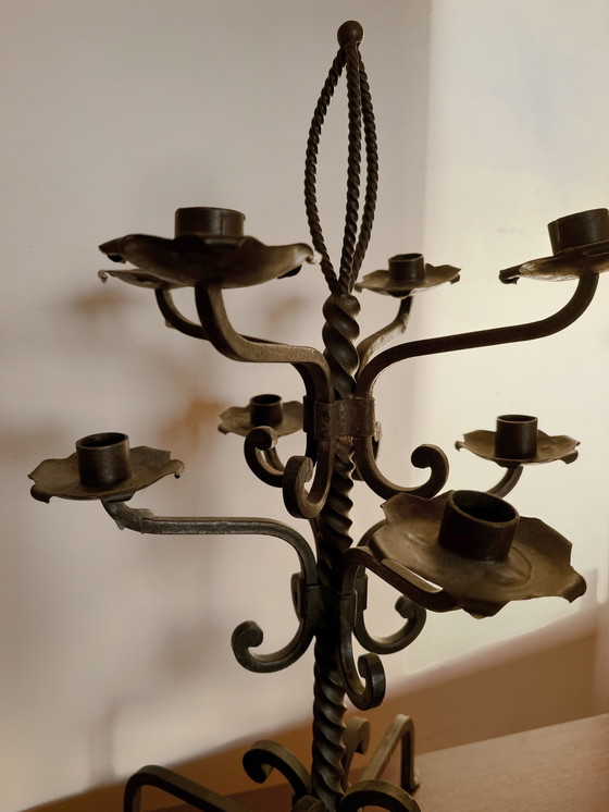 Image 1 of Antique Wrought Iron Candlestick