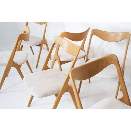 Image 1 of Set of 6 vintage oakwood chairs by Albin Johansson and Sons, 1960