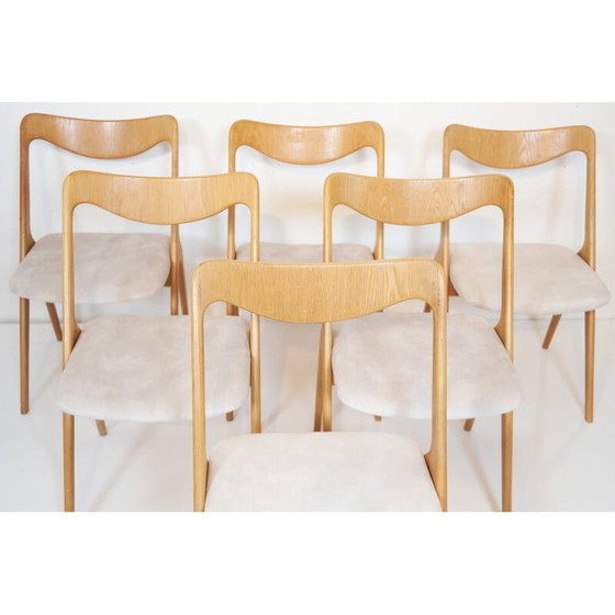 Image 1 of Set of 6 vintage oakwood chairs by Albin Johansson and Sons, 1960