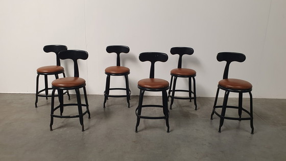 Image 1 of 6X Chaise Nicolle French Industrial Metal Design Chairs