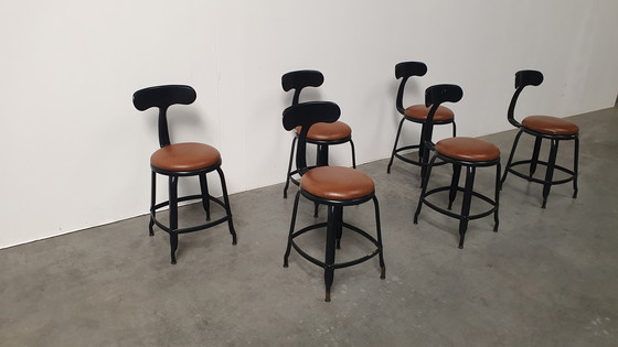 Image 1 of 6X Chaise Nicolle French Industrial Metal Design Chairs