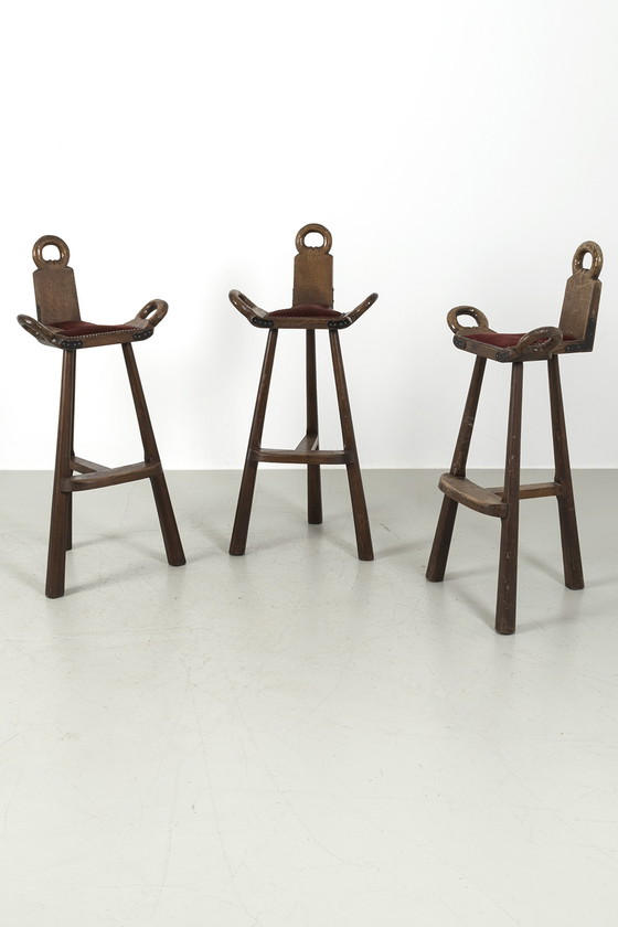 Image 1 of 3x Spanish bar stools