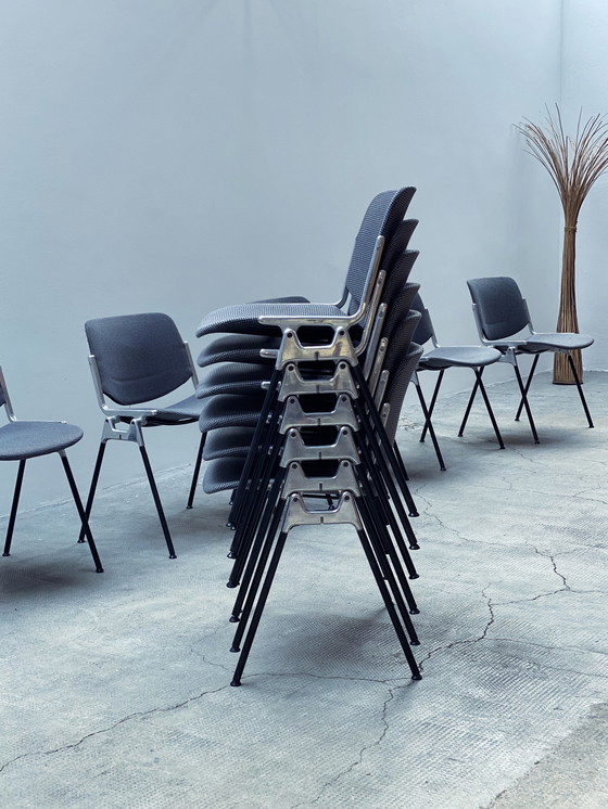 Image 1 of 12x Giancarlo Piretti for Castelli DSC 106 Italy 1960s stacking chairs Dining room chairs Houndstooth pattern