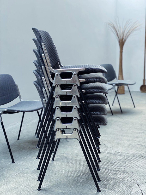 Image 1 of 12x Giancarlo Piretti for Castelli DSC 106 Italy 1960s stacking chairs Dining room chairs Houndstooth pattern