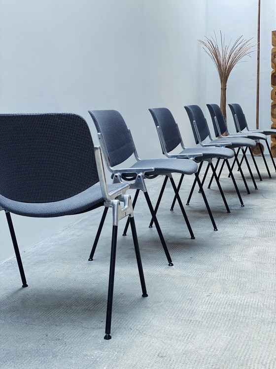 Image 1 of 12x Giancarlo Piretti for Castelli DSC 106 Italy 1960s stacking chairs Dining room chairs Houndstooth pattern