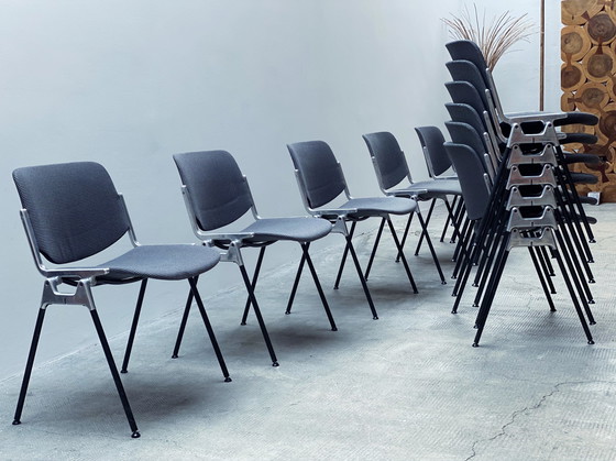 Image 1 of 12x Giancarlo Piretti for Castelli DSC 106 Italy 1960s stacking chairs Dining room chairs Houndstooth pattern