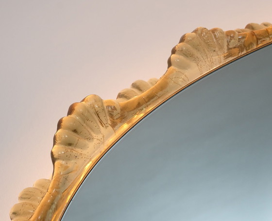 Image 1 of Elegante specchio da parete retroilluminato con cornice in acrilico e decoro in vetro ghiacciato, anni '60 e '70