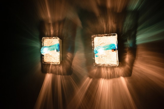 Image 1 of A pair 1960's Murano wall lamps by Toni Zuccheri for Venini