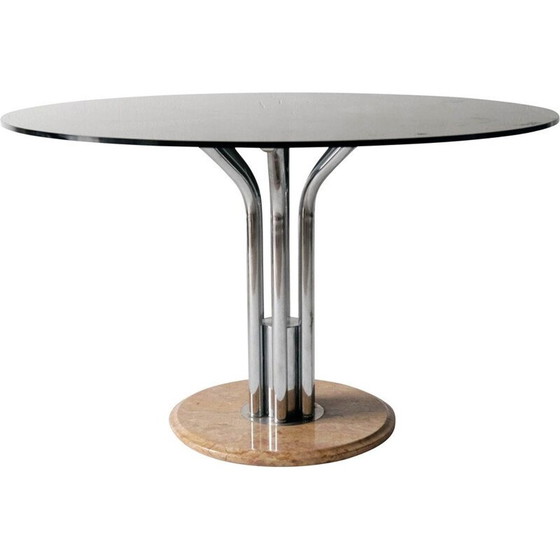 Image 1 of Vintage glass table with marble base, Italy 1960s