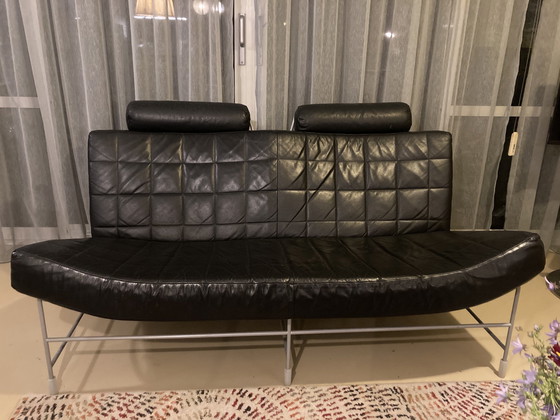 Image 1 of Leolux, Volare 986, Black Leather Two-Seater Sofa