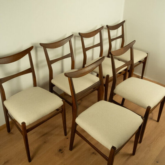 Image 1 of 6x Chaises Cowhorn : Frêne teinté foncé avec revêtement beige clair, années 1960