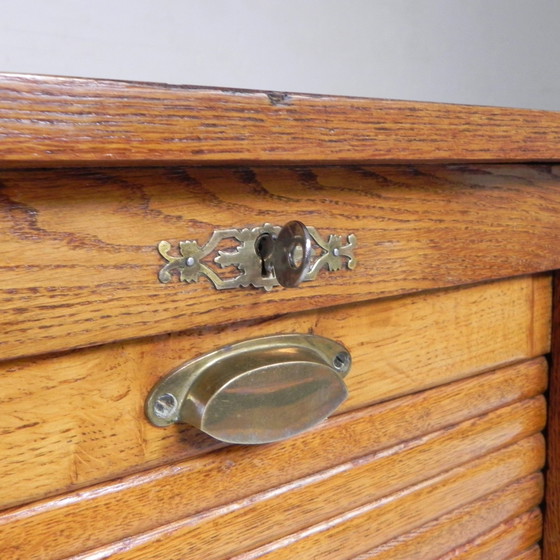 Image 1 of Oak Shutter Cabinet With 2 Shutters, 120 Cm High