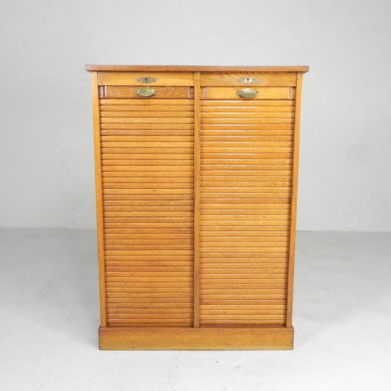 Image 1 of Oak Shutter Cabinet With 2 Shutters, 120 Cm High