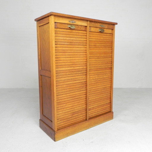 Oak Shutter Cabinet With 2 Shutters, 120 Cm High