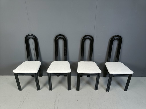 Set Of 4 Italian Post Modern Dining Chairs, 1980S