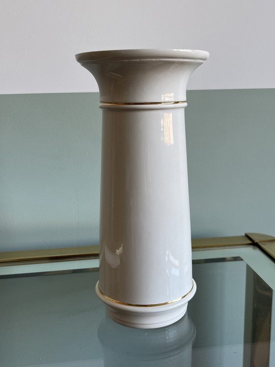 Image 1 of Vaso vintage bianco e oro Basello