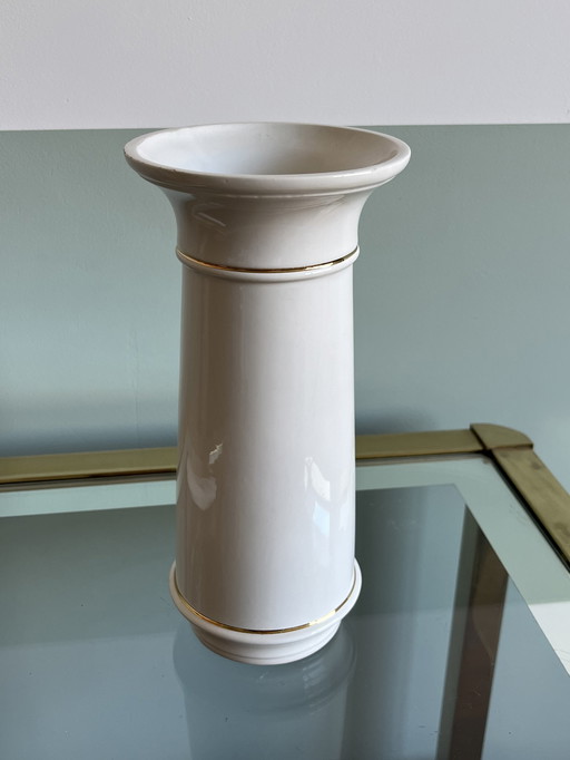 Vase vintage blanc et or Basello