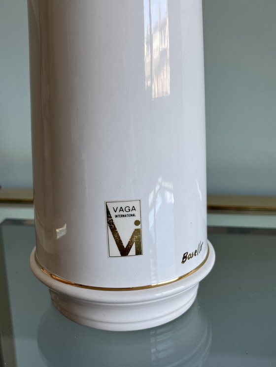 Image 1 of Vaso vintage bianco e oro Basello