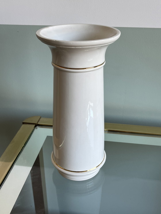 Image 1 of Vaso vintage bianco e oro Basello
