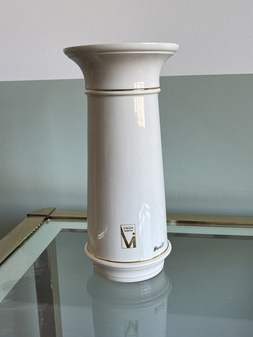 Vaso vintage bianco e oro Basello