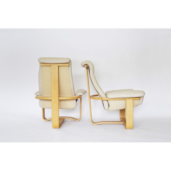 Image 1 of Pair of vintage Scandinavian beige Manta armchairs by Ingmar Relling for Westnofa, Norway 1970s