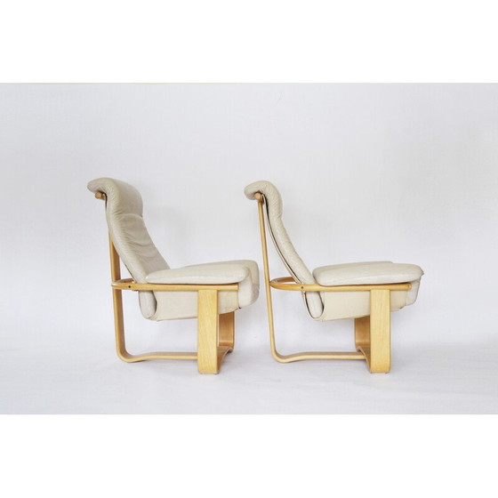 Image 1 of Pair of vintage Scandinavian beige Manta armchairs by Ingmar Relling for Westnofa, Norway 1970s