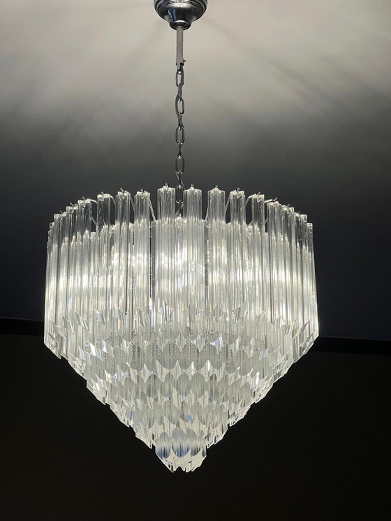 Image 1 of Italian Quadriedri Cake Chandelier With Murano Glass