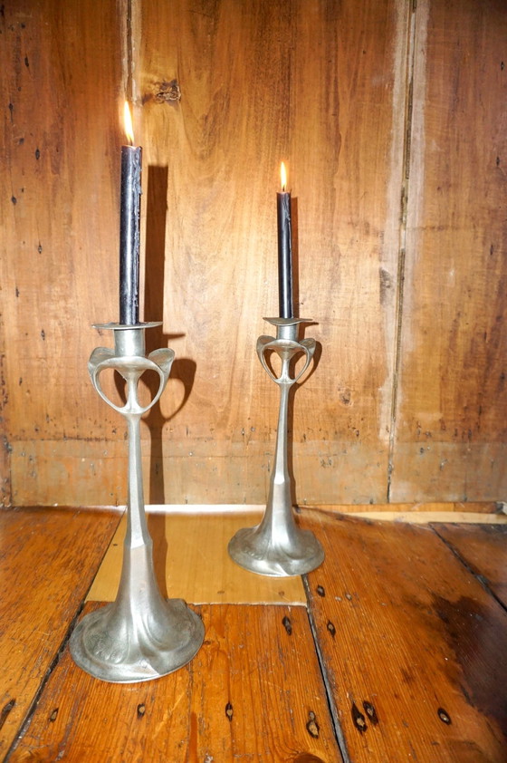 Image 1 of 2x Art Nouveau candlesticks