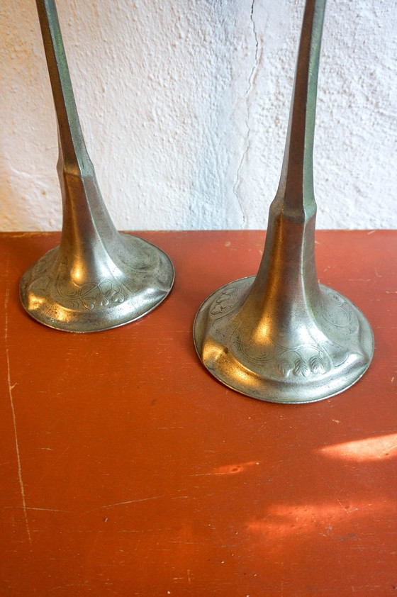 Image 1 of 2x Art Nouveau candlesticks