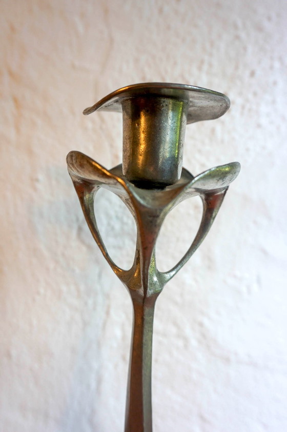 Image 1 of 2x Art Nouveau candlesticks