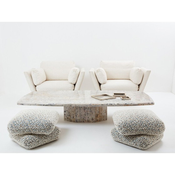 Image 1 of Pair of vintage solid oak armchairs for La Maison Jansen, 1960