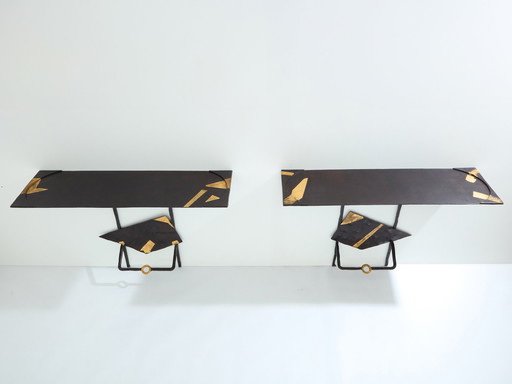 Jean-Jacques Argueyrolles Brutalist Console Tables Wrought Iron 1990