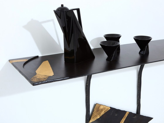 Image 1 of Jean-Jacques Argueyrolles Brutalist Console Tables Wrought Iron 1990