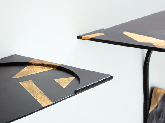 Image 1 of Jean-Jacques Argueyrolles Brutalist Console Tables Wrought Iron 1990