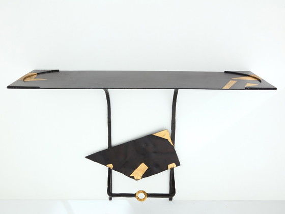 Image 1 of Jean-Jacques Argueyrolles Brutalist Console Tables Wrought Iron 1990