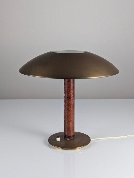 Image 1 of Leather Table Lamp By Metalarte, 1962